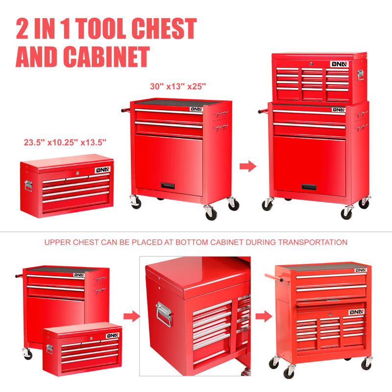 DNA Motoring 2 Pcs Combination Tool Rolling 2In1 Detachable